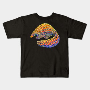 Psychedelic Rainbow Pangolin Kids T-Shirt